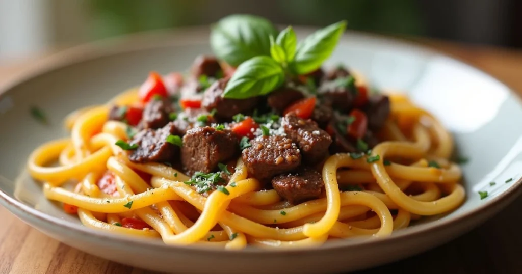 beef steak pasta